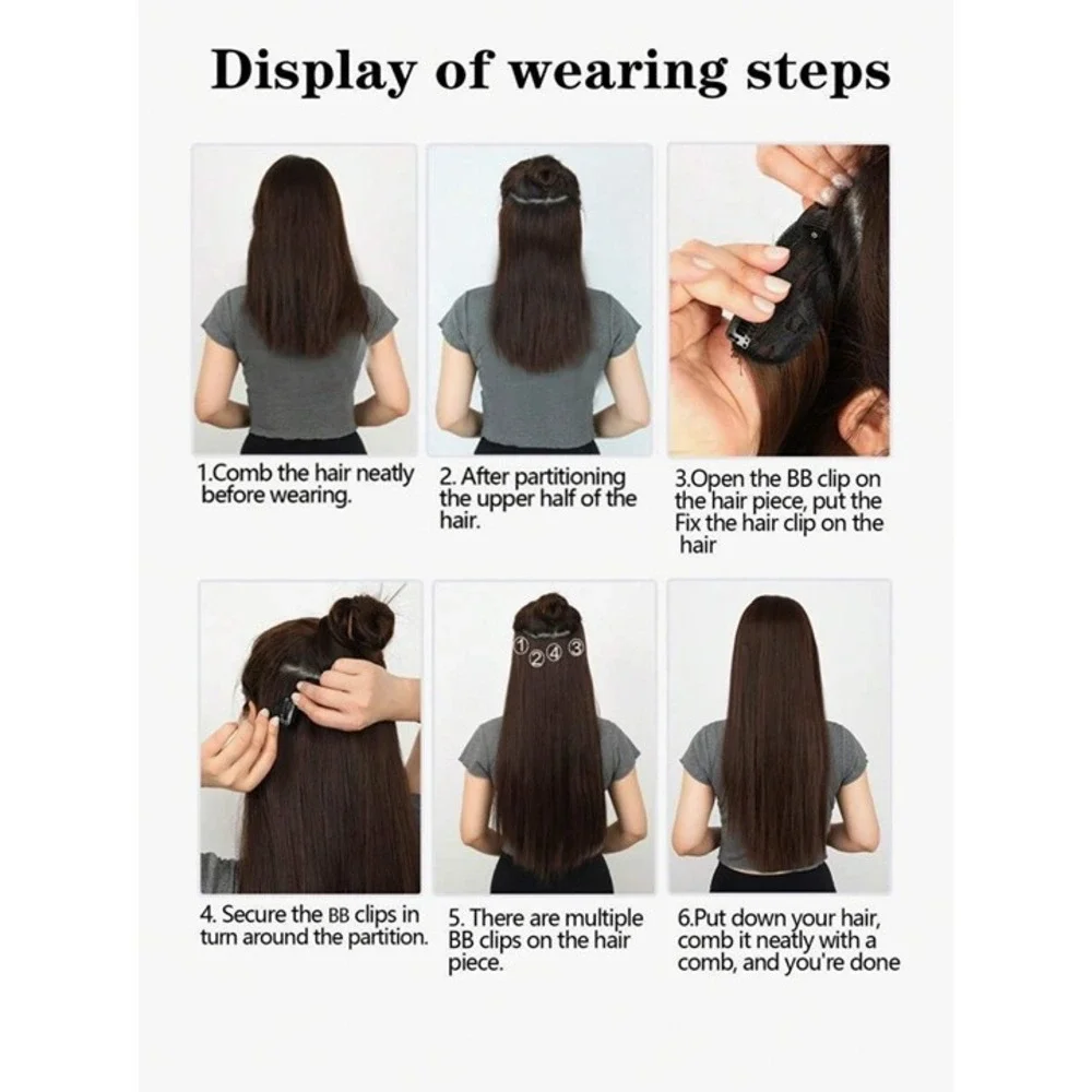 Ombre Brown & Blonde Straight hair Clip in Long Hair Extensions 22 in Set